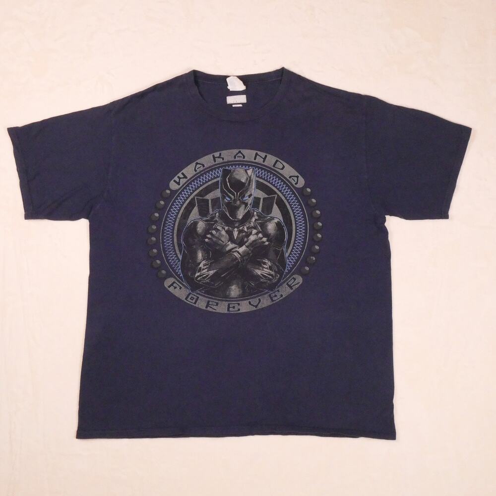 Marvel Wakanda Forever T-Shirt Size XL Black Panther Navy Blue Graphic Tee